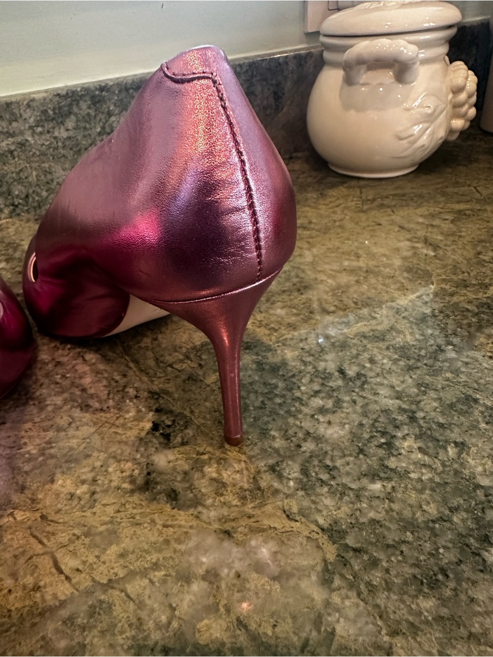 SCHUTZ Metallic Rose-Pink Pointed-Toe Pumps - Picture 5 of 6